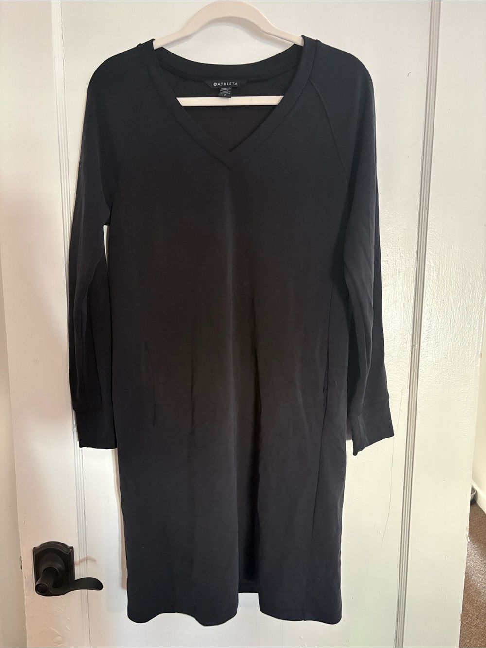 Athleta Black Seasoft V-Neck Long Sleeve Dress
